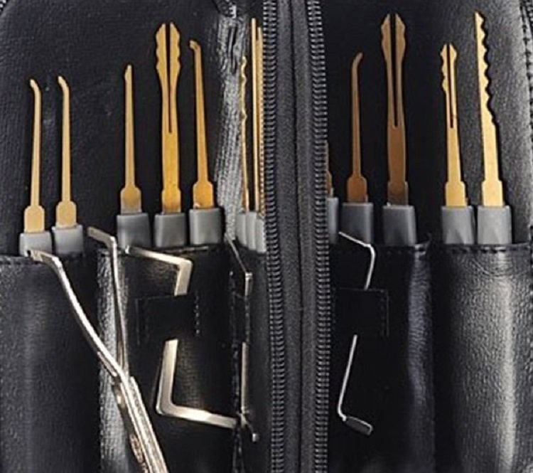 Image: A set of lockpicking tools.